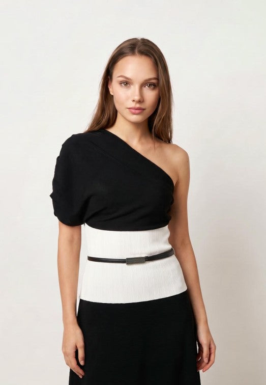 SINGLE SHOULDER KNITTED TOP