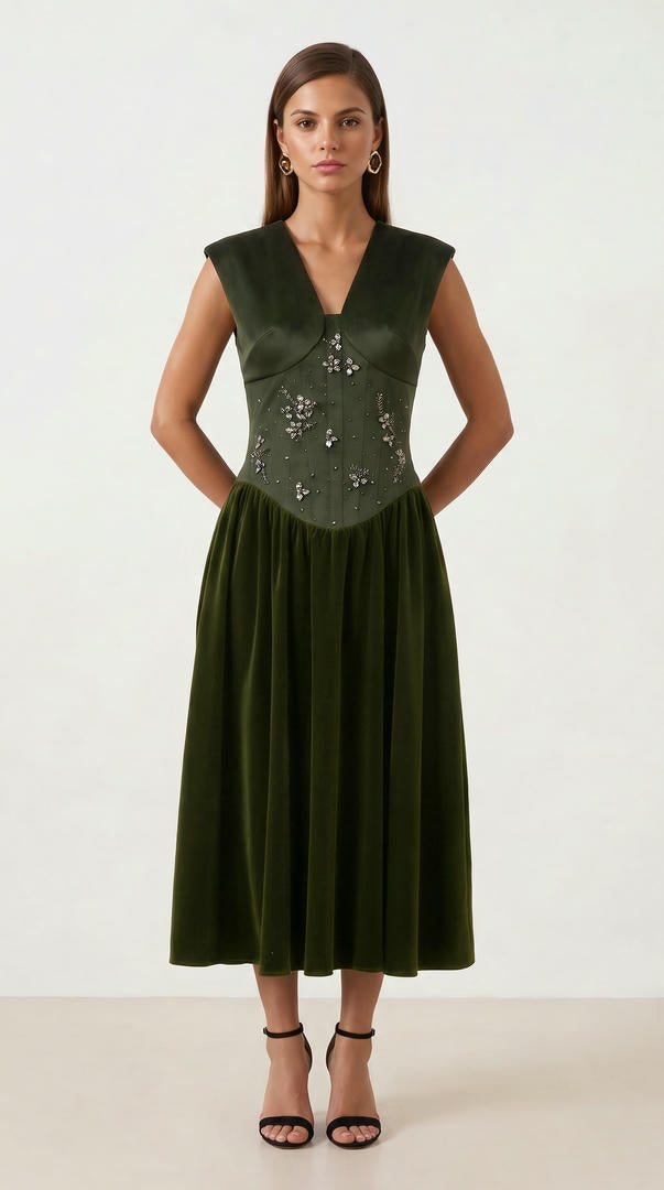 EMBELLISHED MIDI DRESS