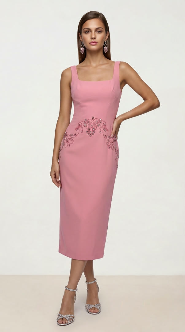 EMBELLISHED MIDI DRESS