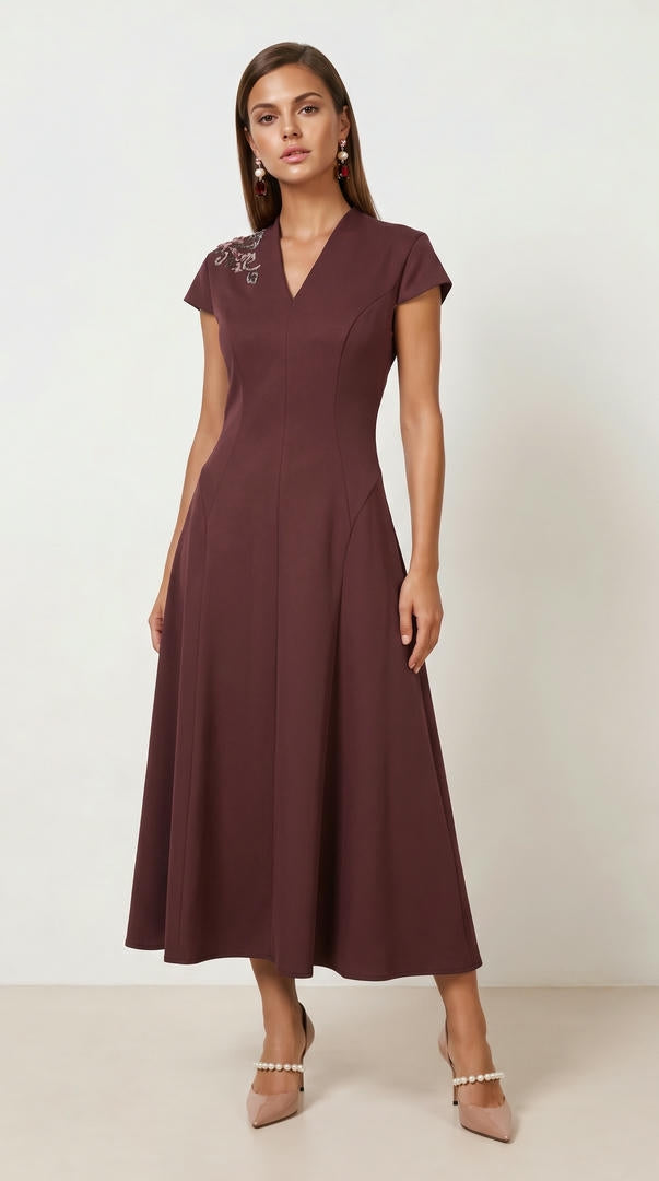 EMBELLISHED MIDI DRESS