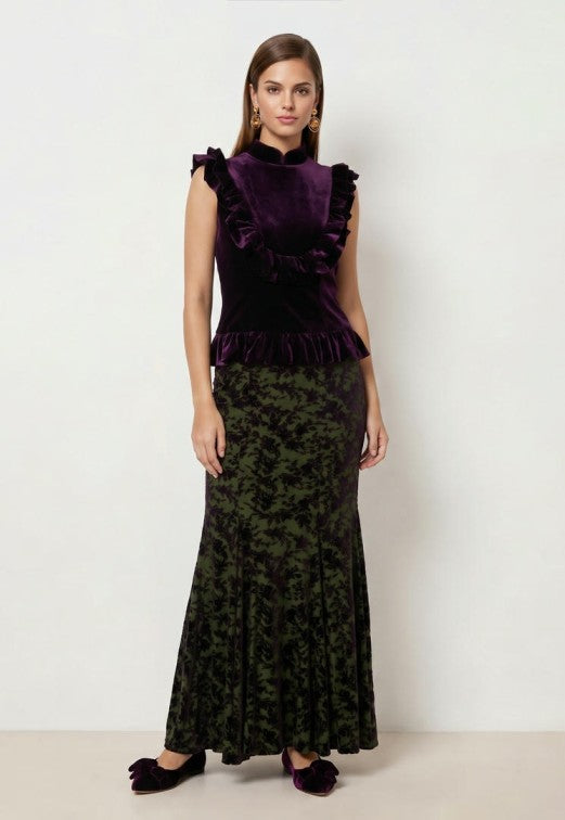 VELVET DEVORE MIDI DRESS