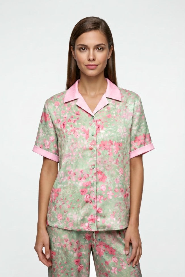 PRINTED JAQUARD SATIN SHIRT