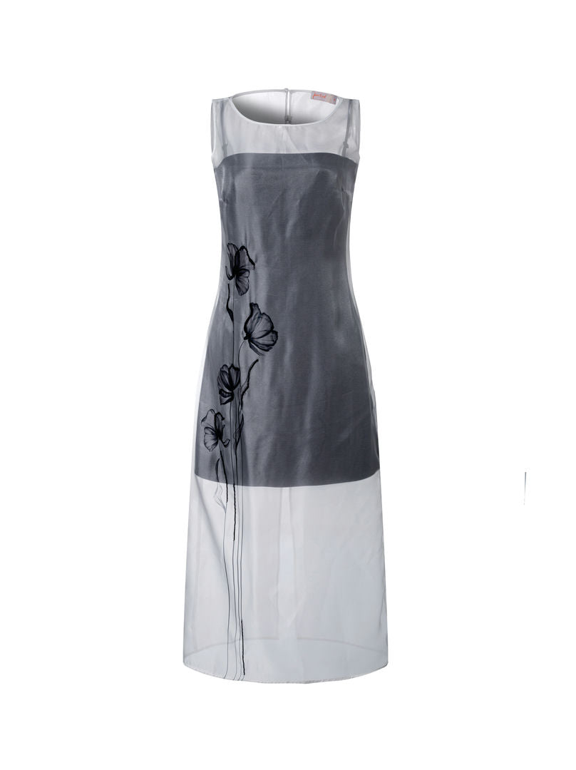sheered printed dress