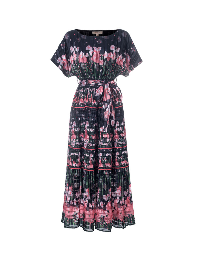 Satin Stripe Printed Dress
