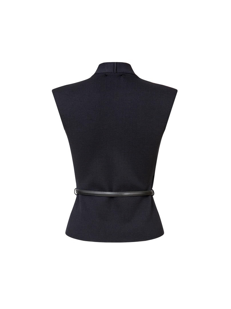 FOLDED NECK KNITTED TOP