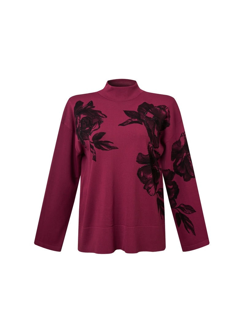 Floral Print Knit Pullover