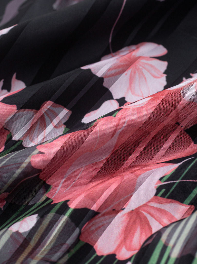 Satin Stripe Printed Dress