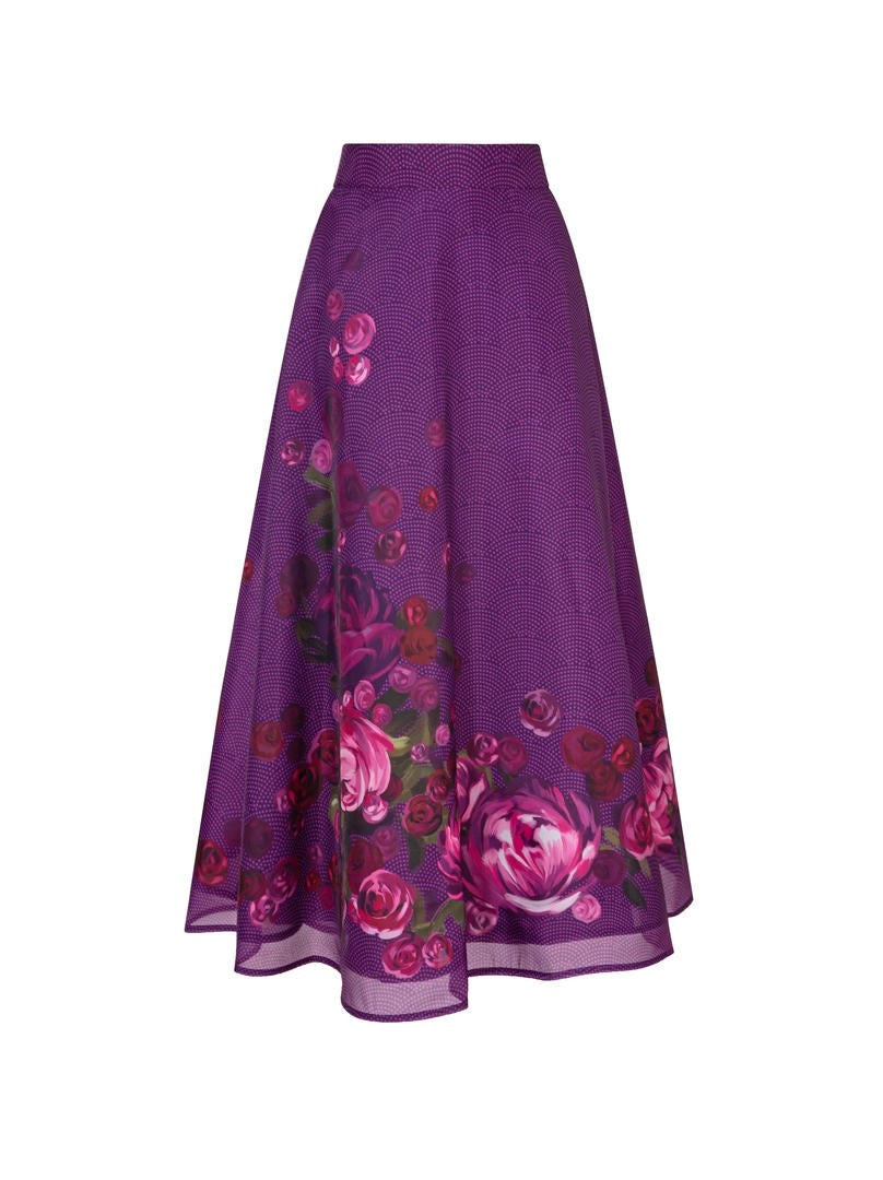 Printed Organza A-Line Skirt