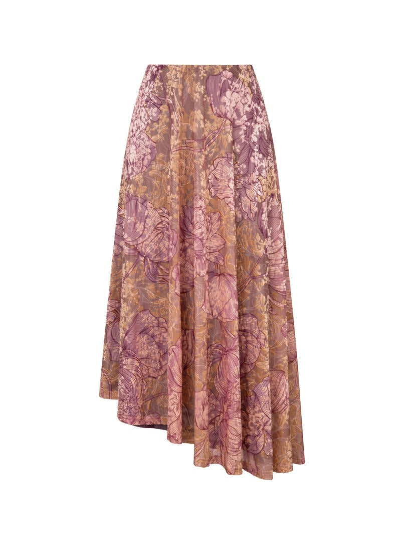 Asymmetrical Hem Velvet Skirt