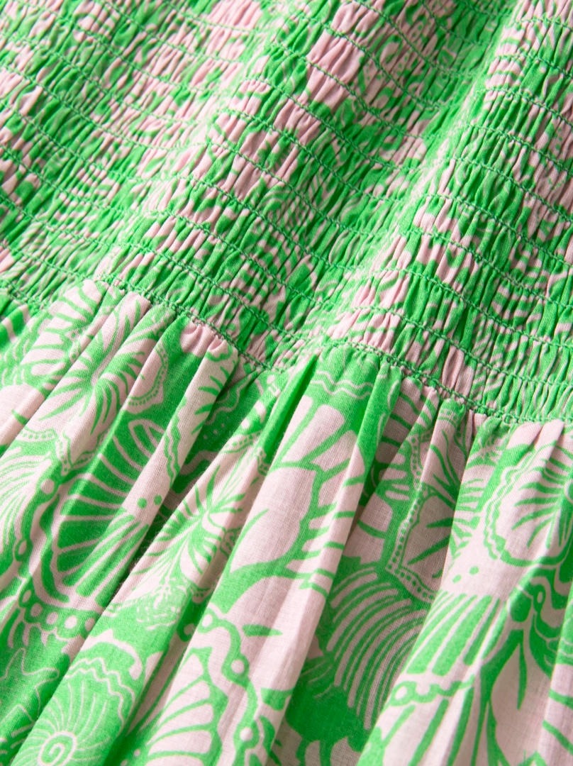Smocked Print Dress