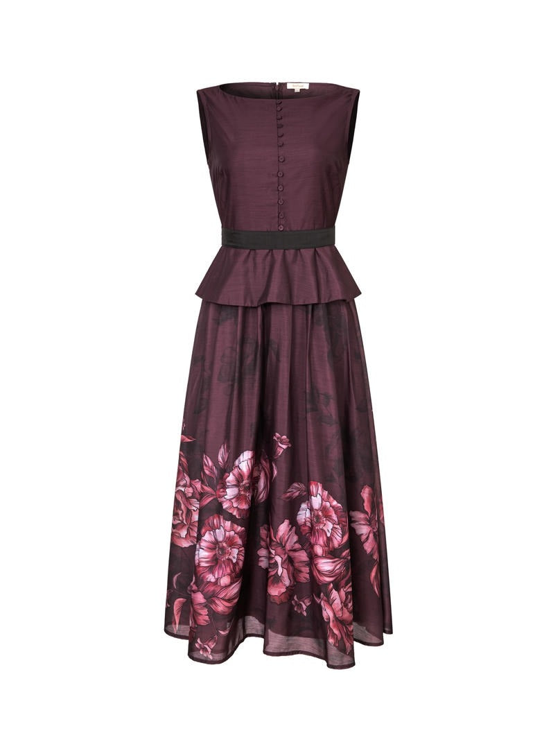Printed Organza A-Line Dress