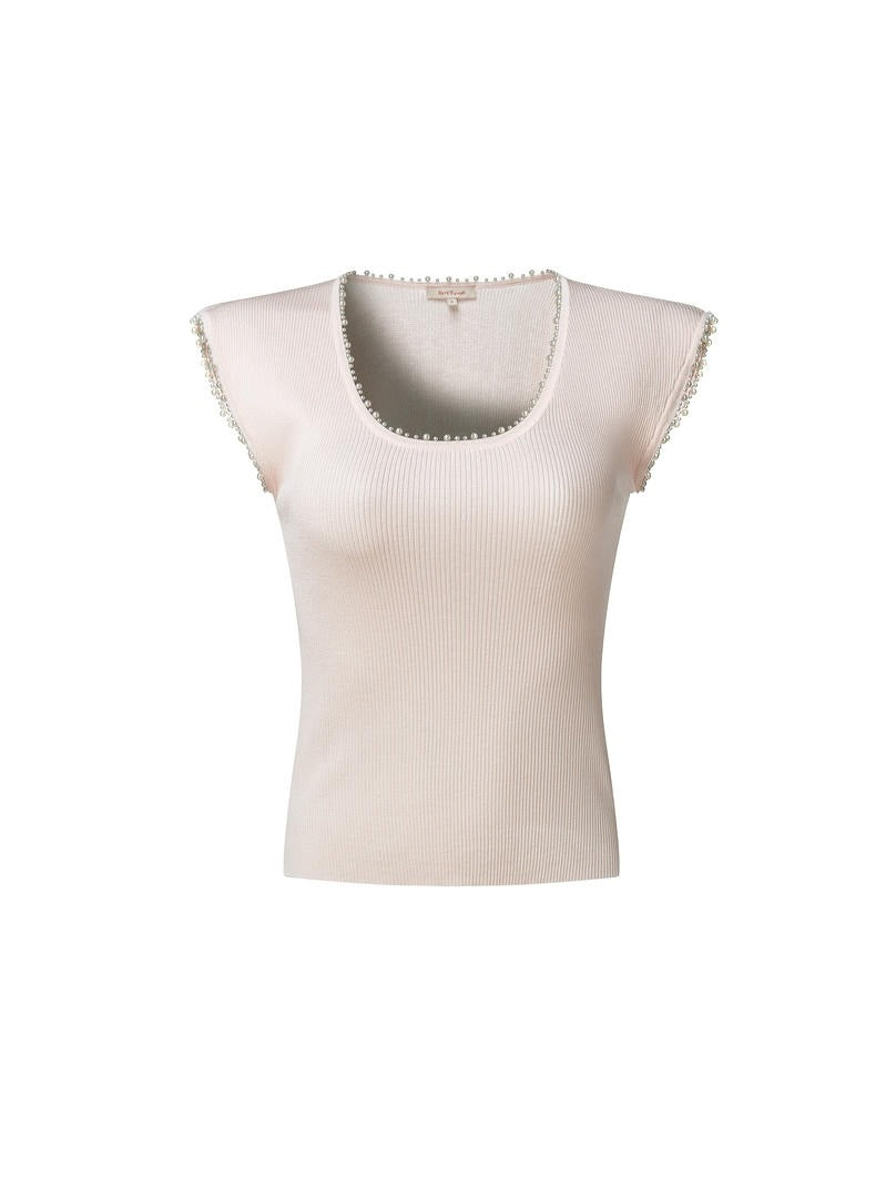 pearl details knitted top