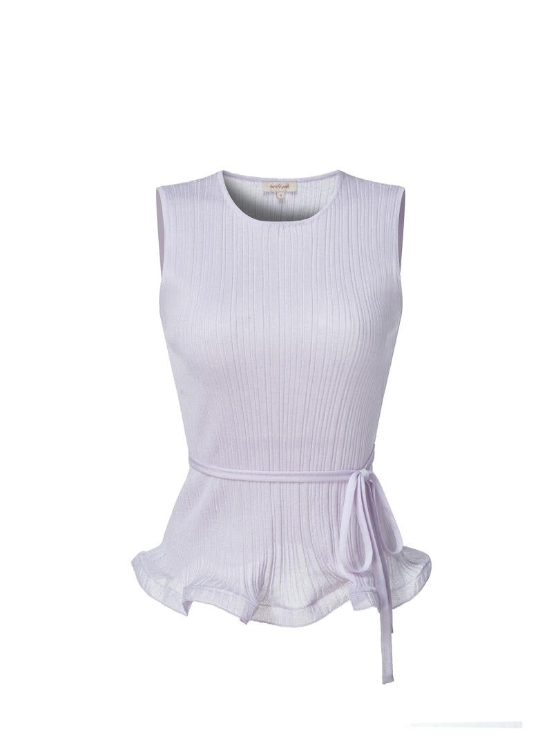 fitted ruffle hem top