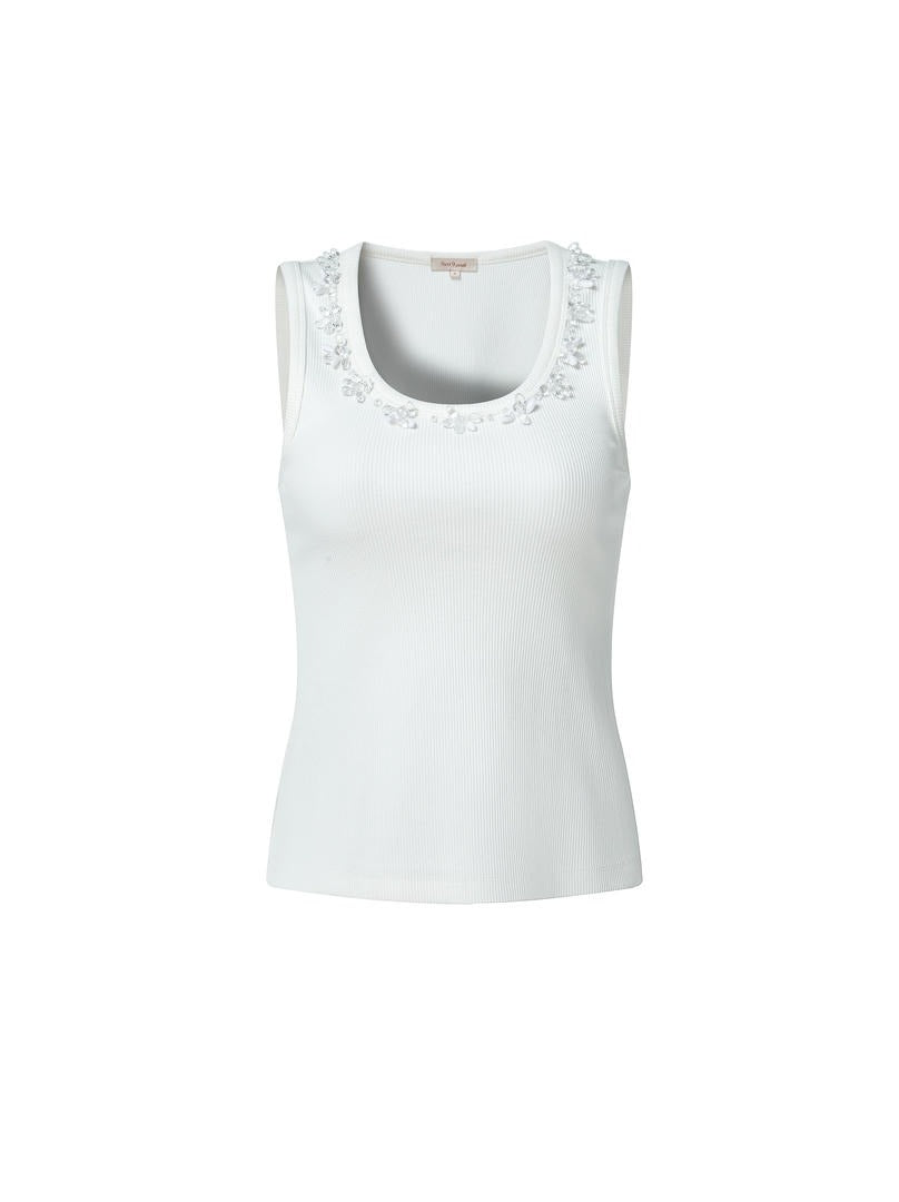 Embellished neckline tank top
