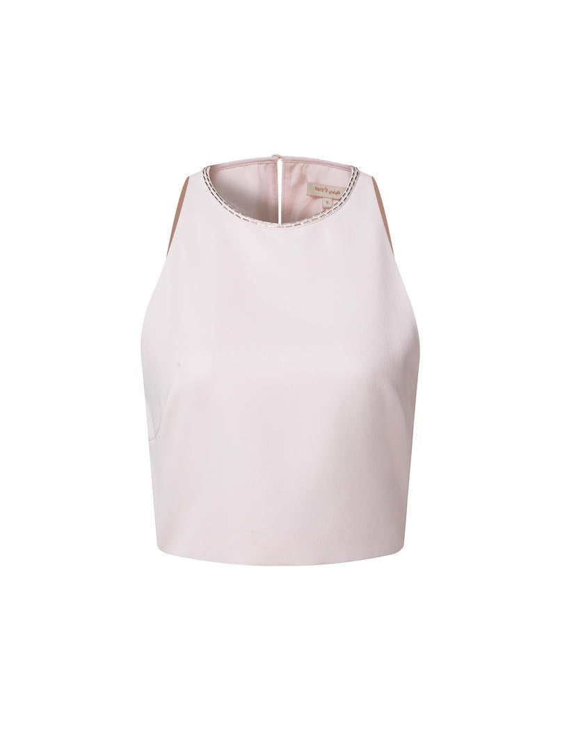 Embellished neckline Sleeveless Top