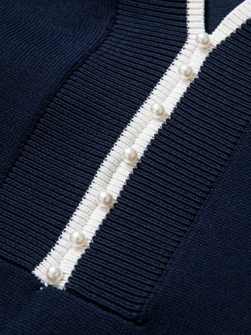 Navy Blue Hoodie With Pearls