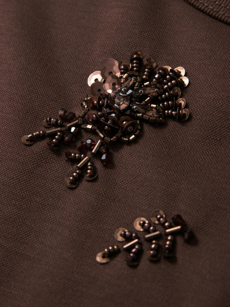 EMBELLISHED BROWN T-SHIRT