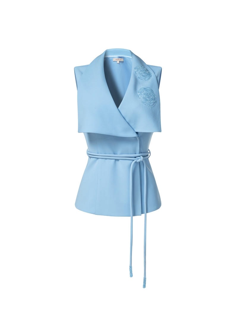 Embellished collar vest