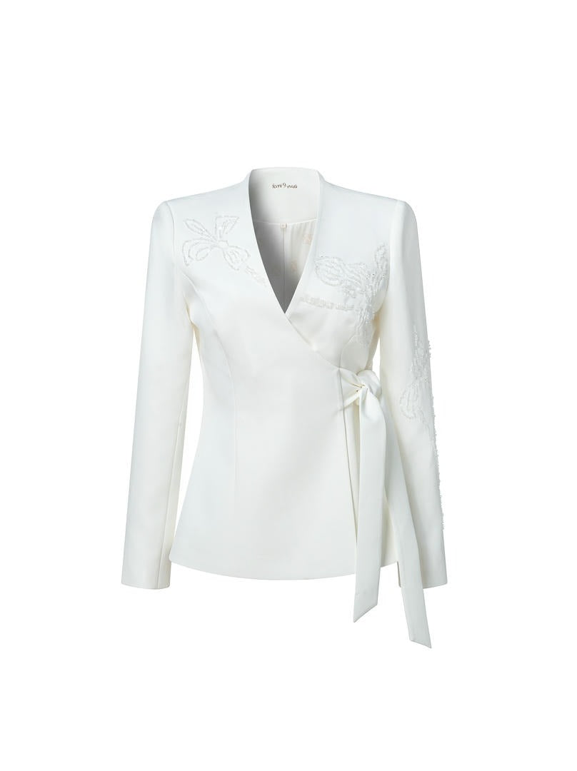 Self-tie belt blazer