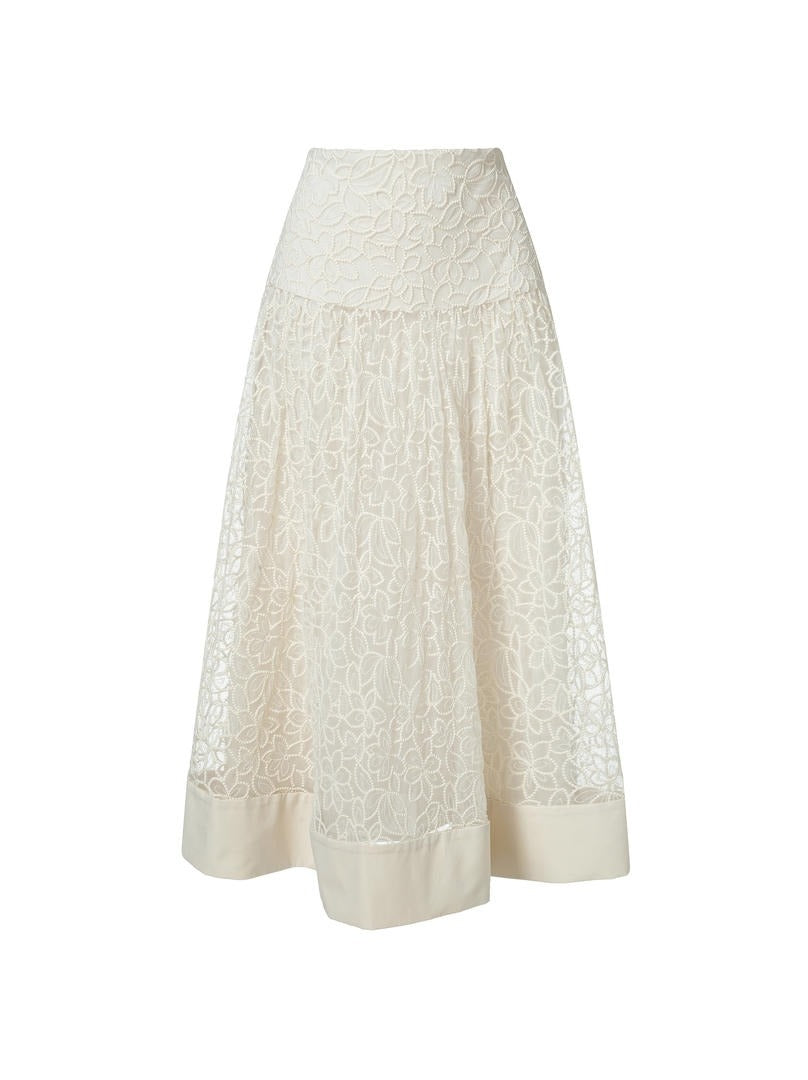 Floral pattern lace skirt