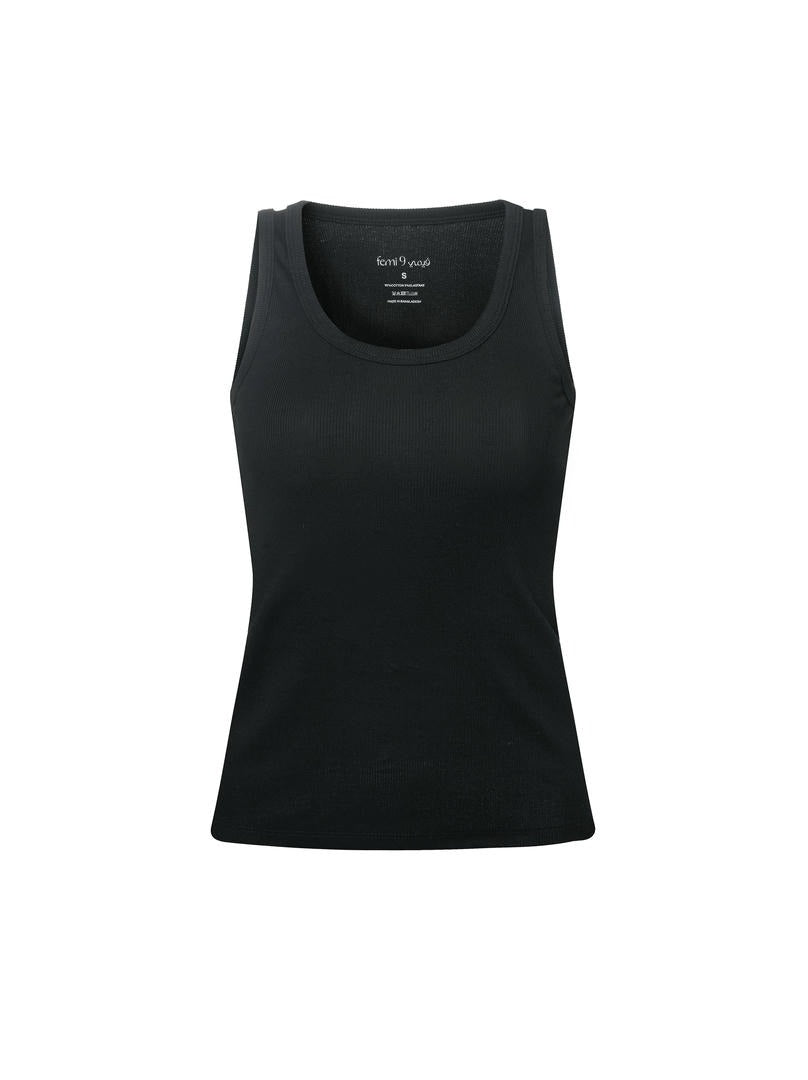 Black Solid Tank Top