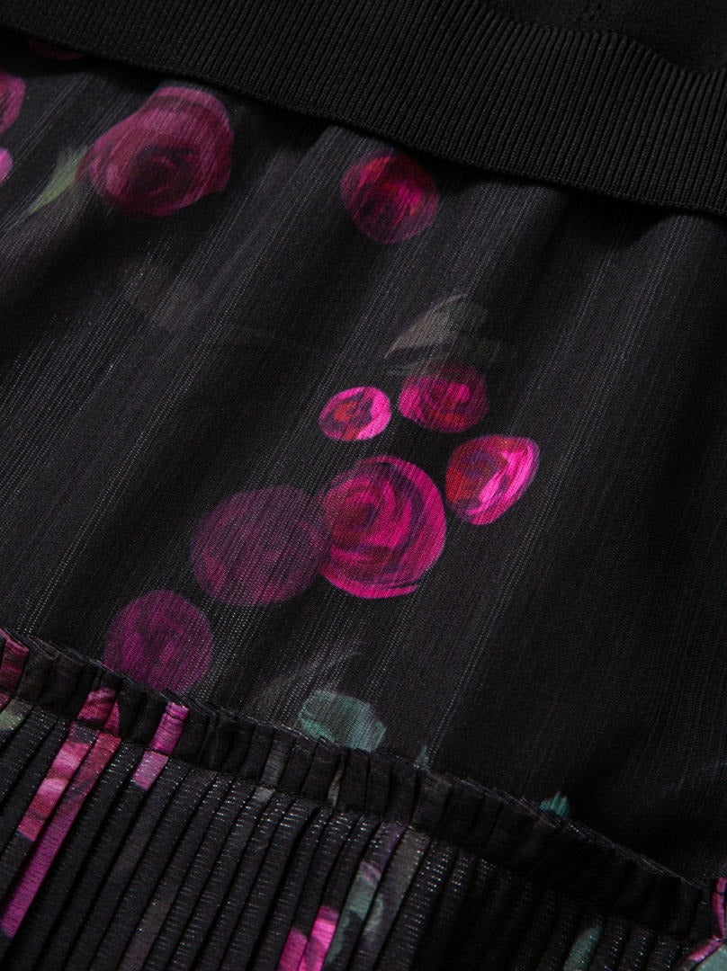 Knit & Chiffon Midi Dress