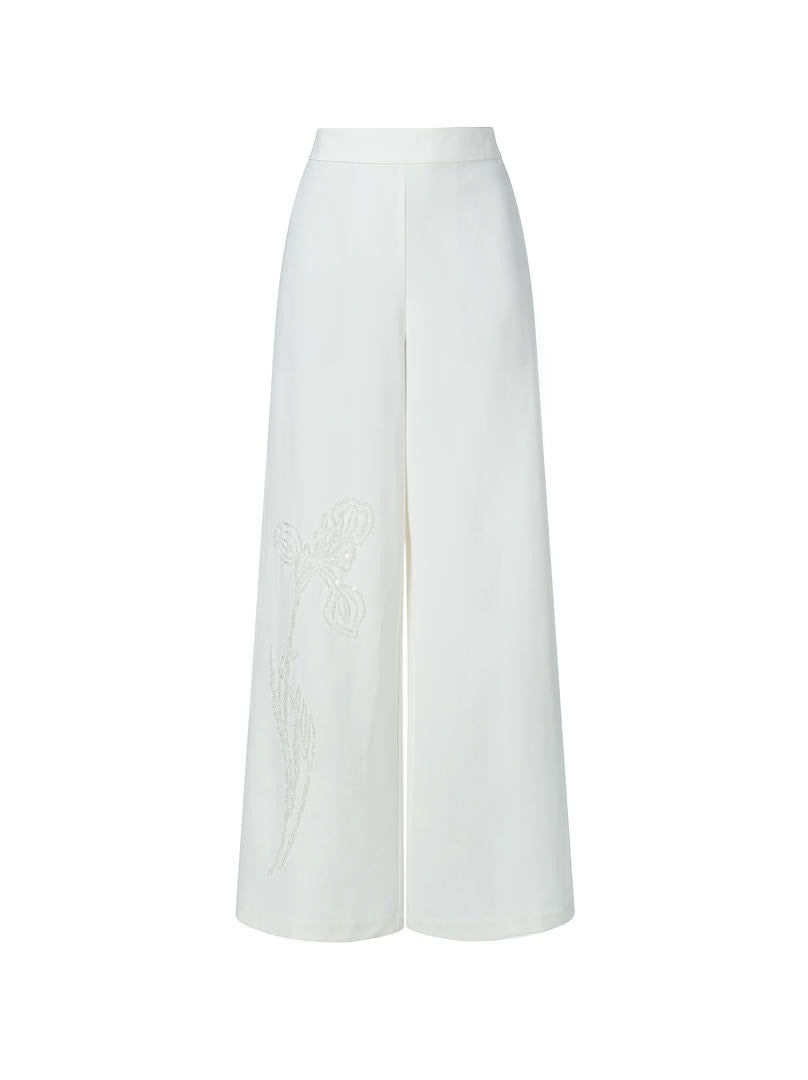 High waist white pants