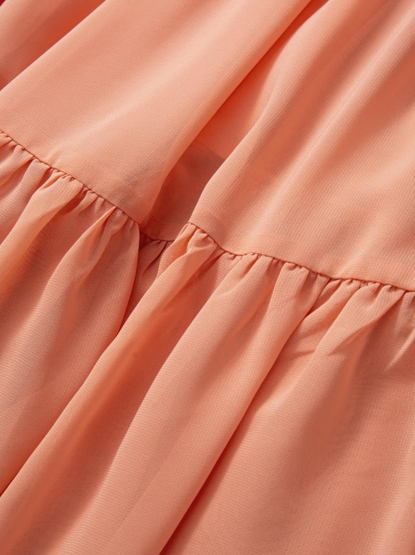chiffon dress with a leather collar