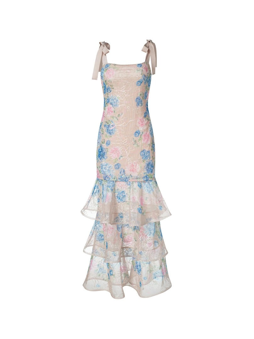 Floral Print Mesh Dress