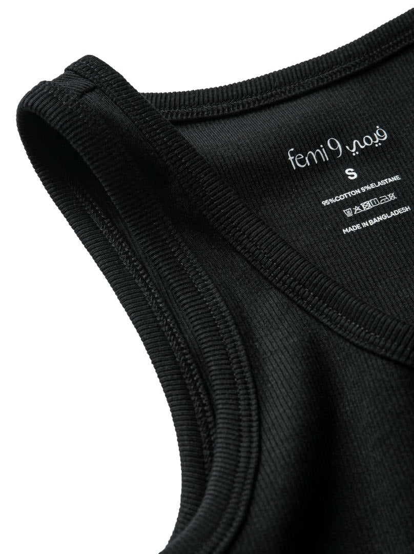 Black Solid Tank Top