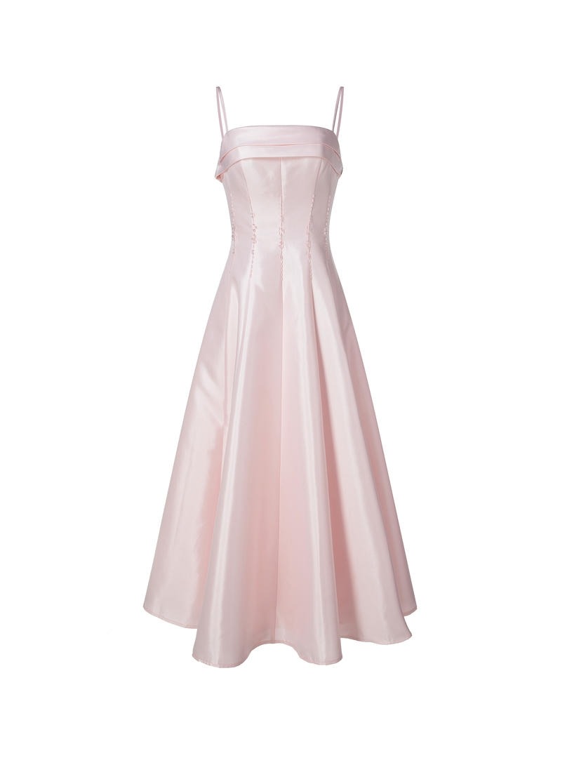 Pink Taffeta Midi Dress