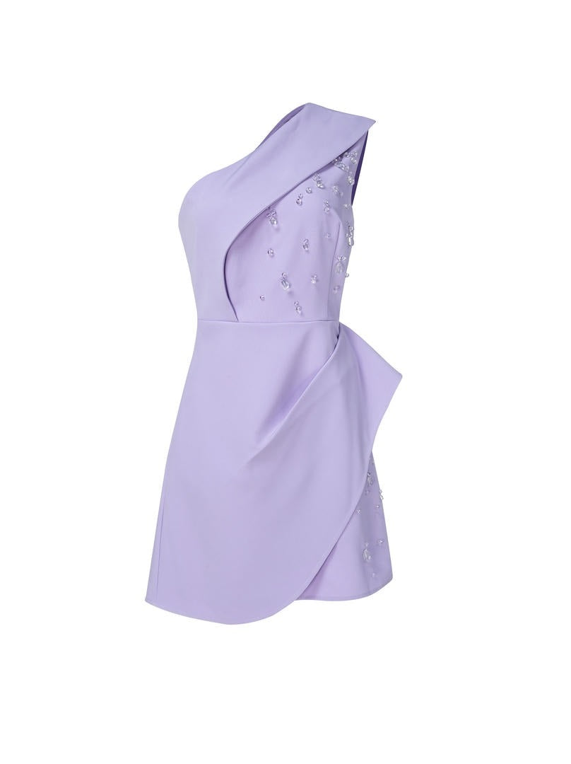 Asymmetrical embellished mini dress
