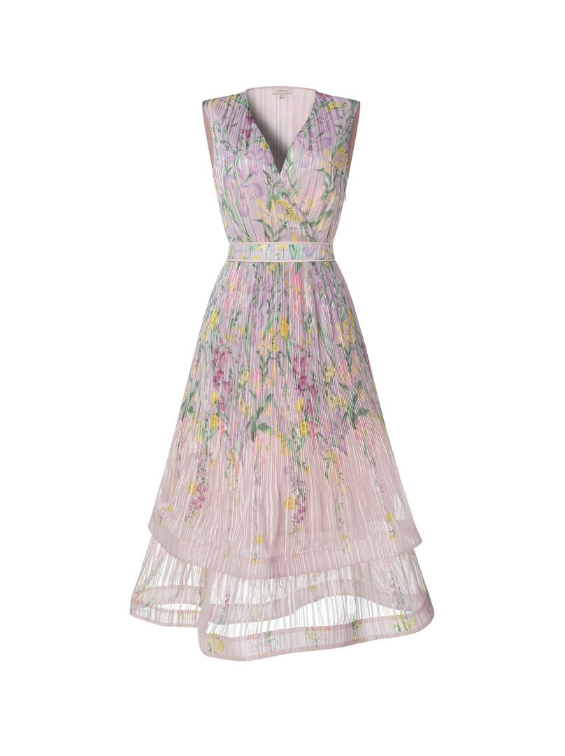 chiffon stripped floral dress