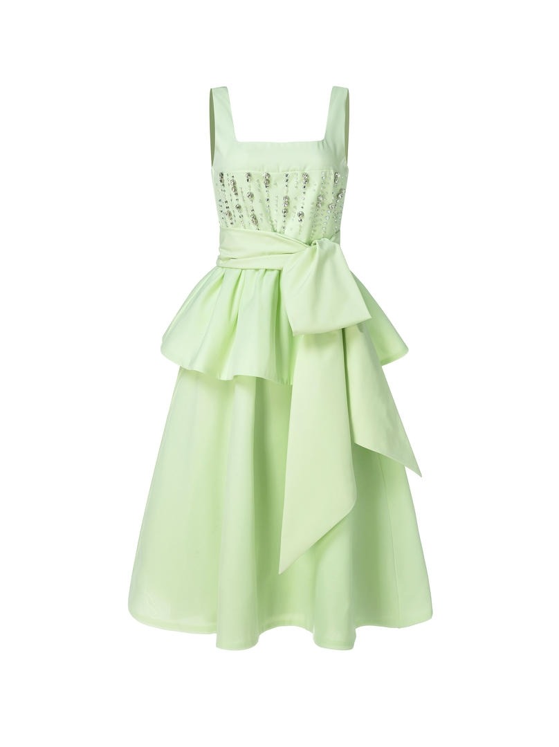 Embellished self-belt Dress