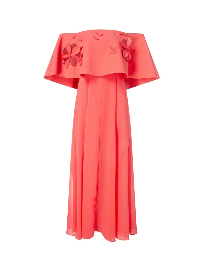 flower applique off-shoulder Dress