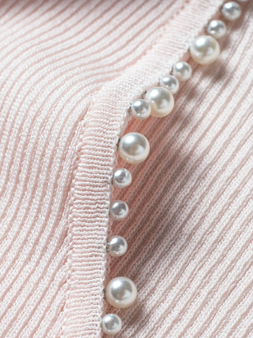 pearl details knitted top