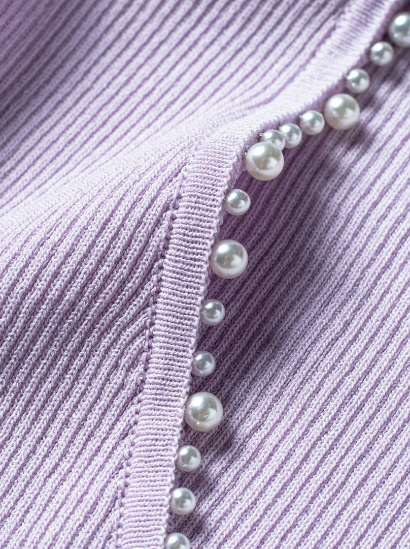 pearl details knitted top