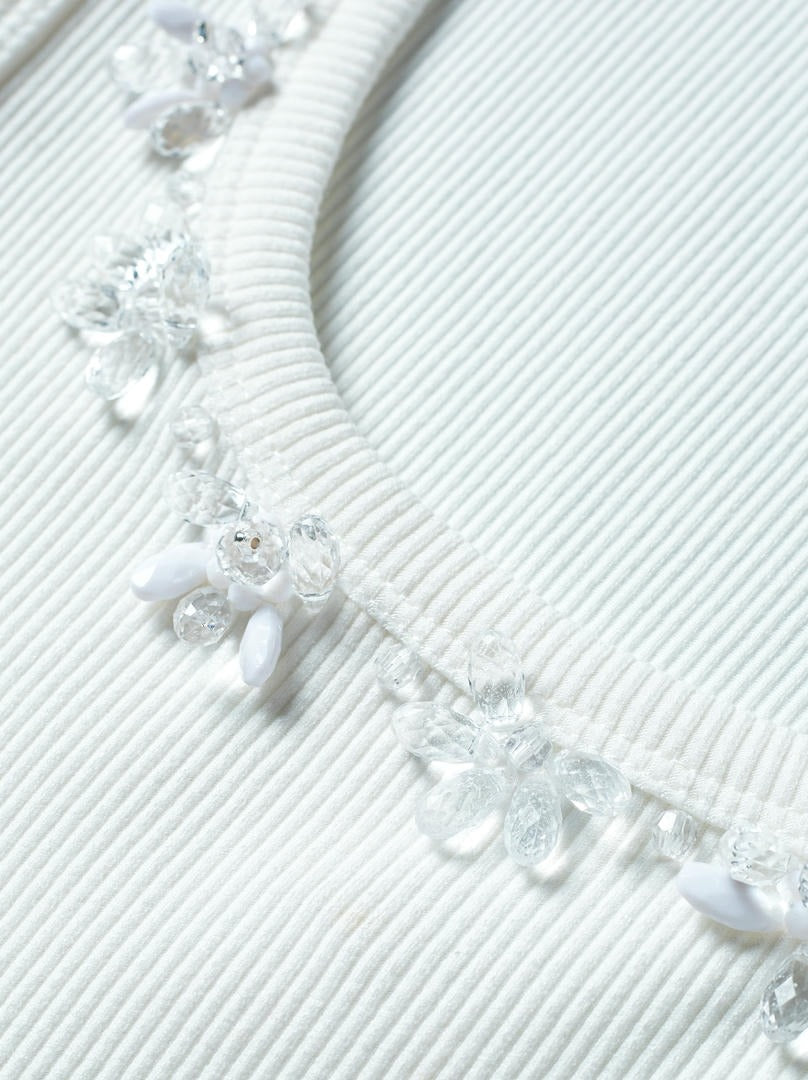 Embellished neckline tank top