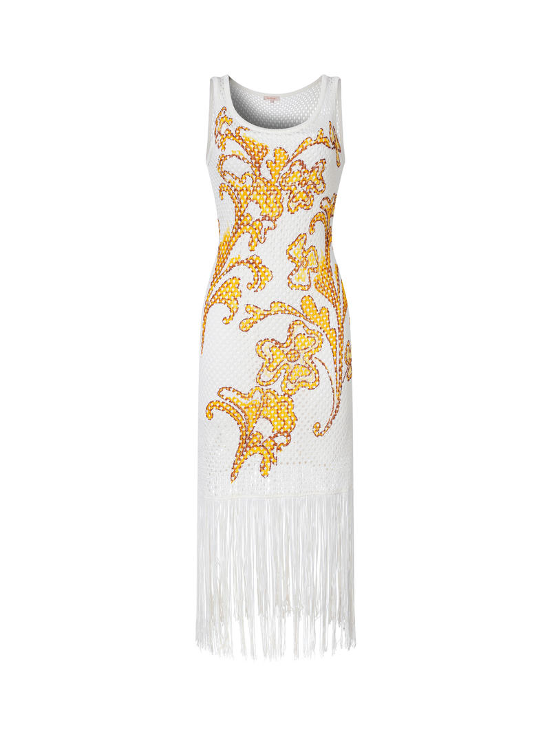 fringe hem knit dress
