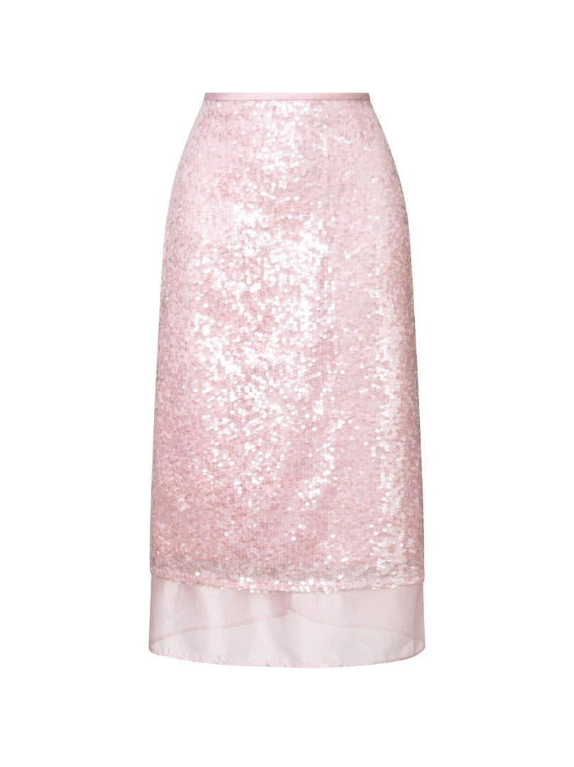 Sequin Organza Midi Skirt