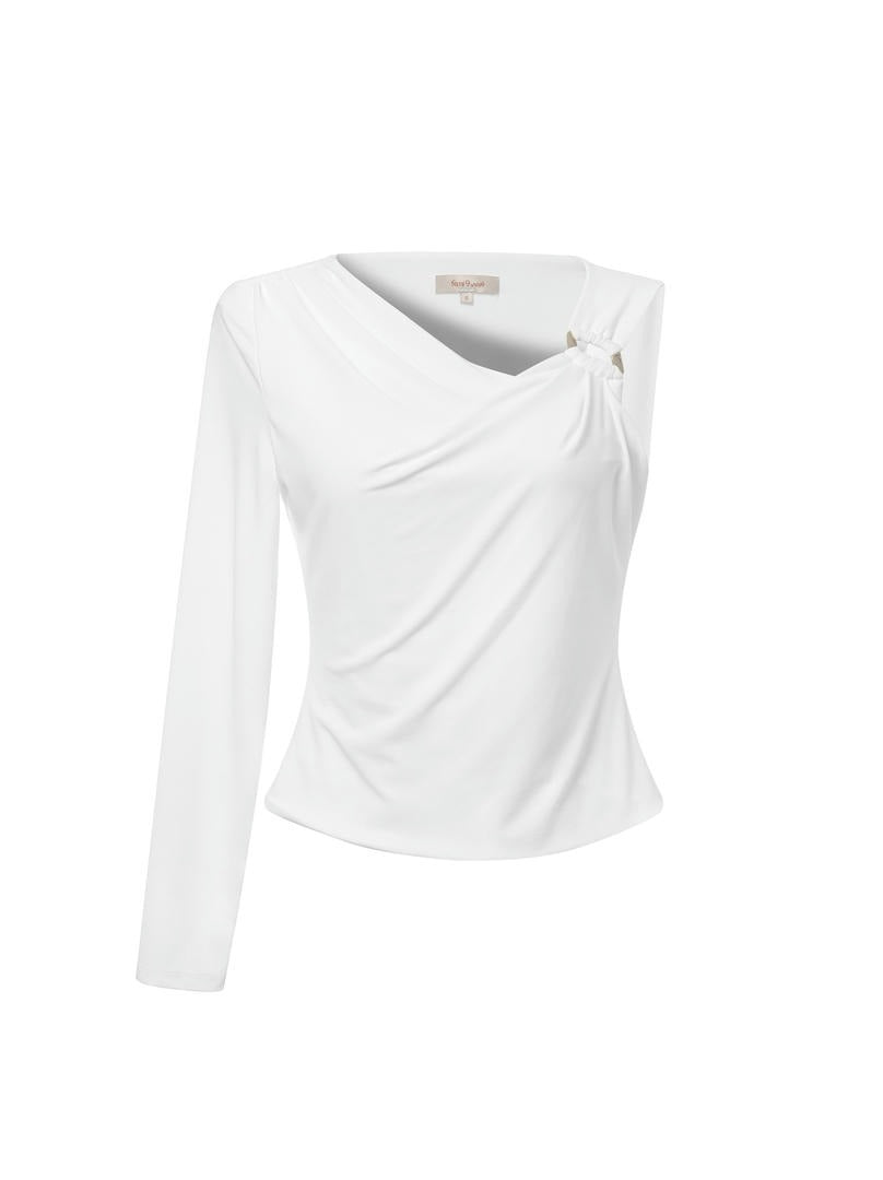 Asymmetric White Jersey Top