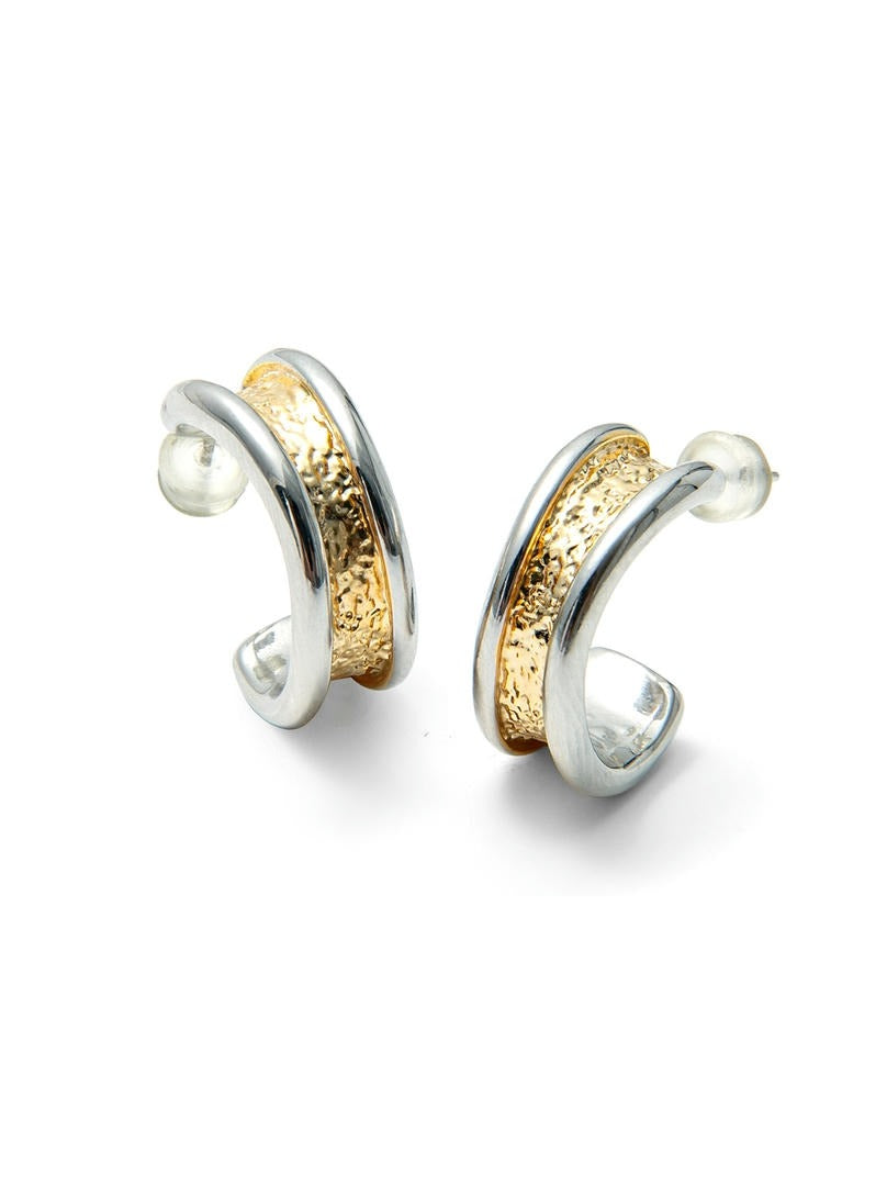 Two-Tone Engraved Earrings