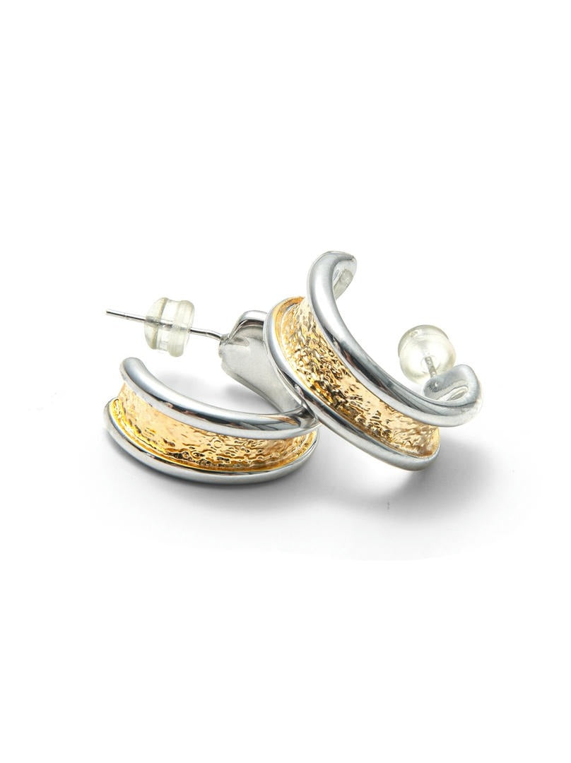 Two-Tone Engraved Earrings