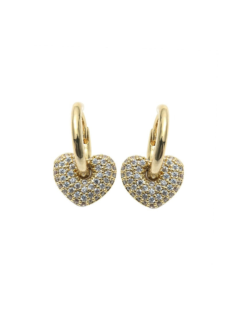 Sparkling Heart Charm Earrings