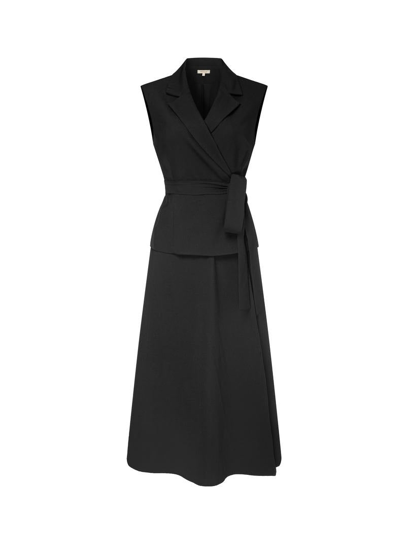Sleeveless Wrap Crepe Dress