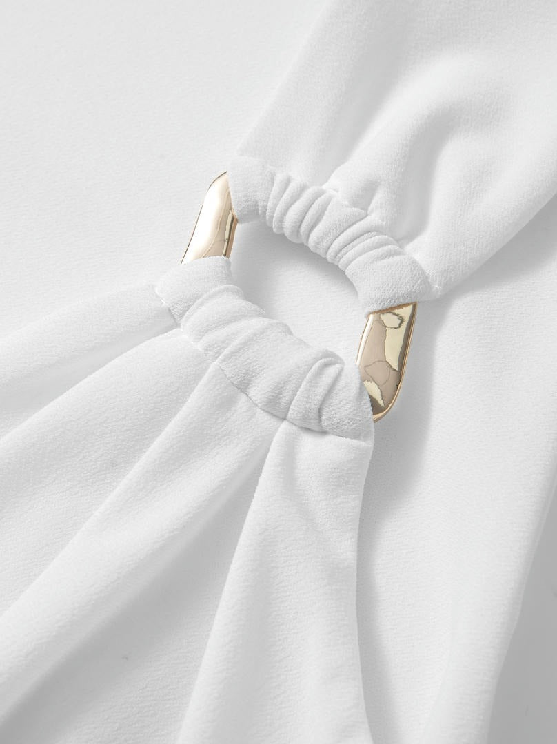 Asymmetric White Jersey Top