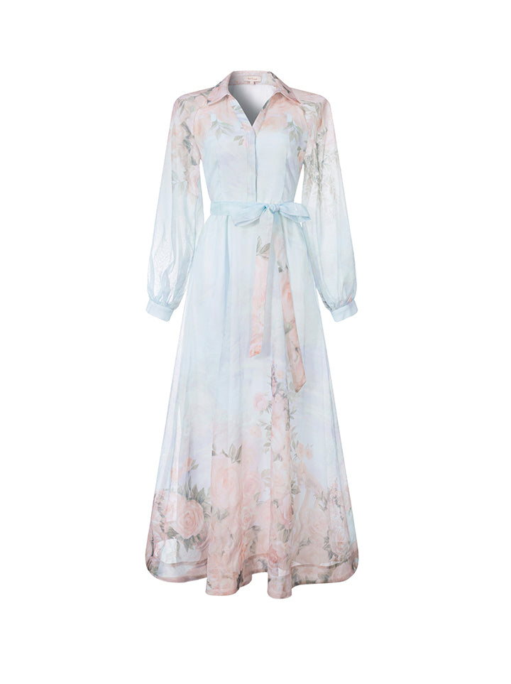 Printed collar kaftan