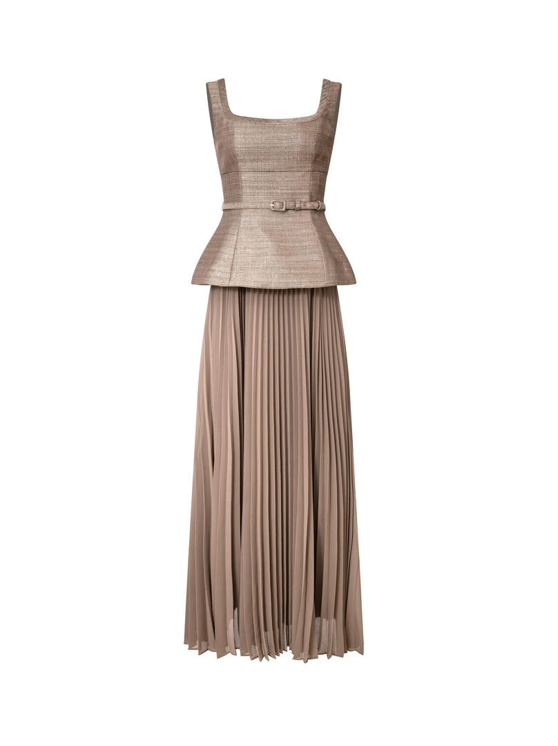 Gold Jacquard Dress