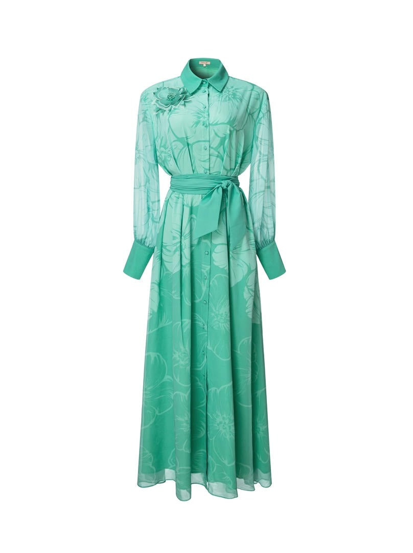 Green Printed Kaftan