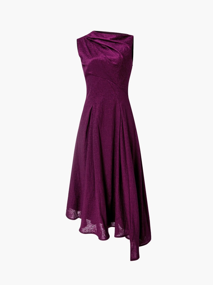 Elegant Pleated Jacquard Dress